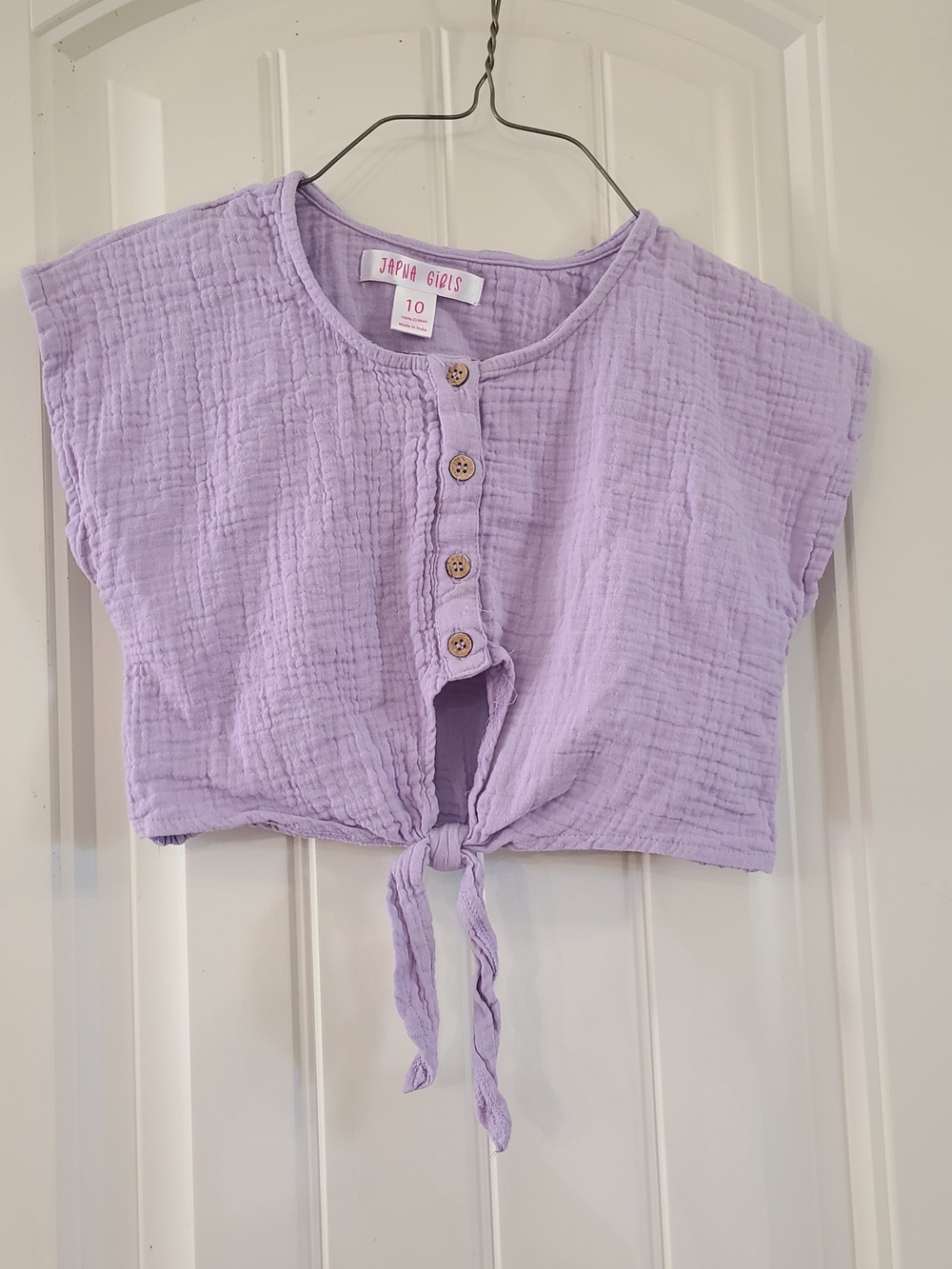 Japna Girls Lavender Tie-Front Crop Top Size 10